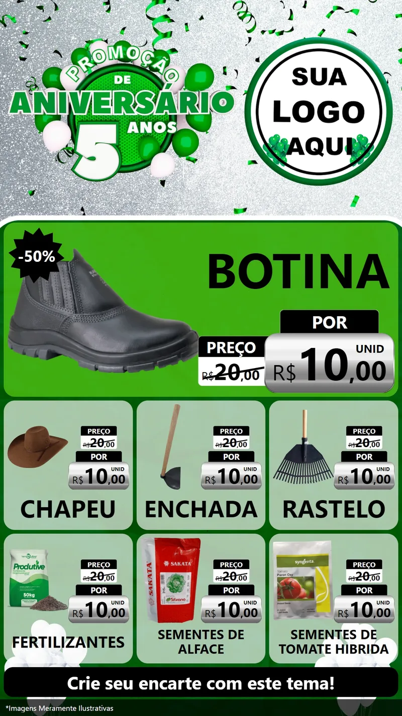 Modelo de Rede Social para Stories com o tema Promoção de Aniversário - 5 Anos para Agropecuária