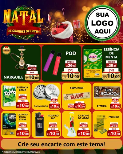 Modelo de Rede Social para Feed Instagram com o tema Natal de Grandes Ofertas para Tabacaria