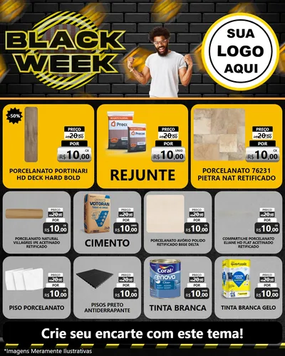 Modelo de Rede Social para Feed Instagram com o tema Black Week para Pisos e revestimentos