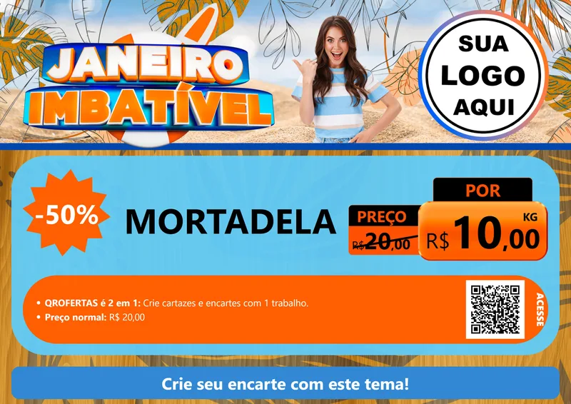 Modelo de Cartaz para Cartaz A4 Horizontal com o tema Janeiro Imbatível para Frios e Laticínios