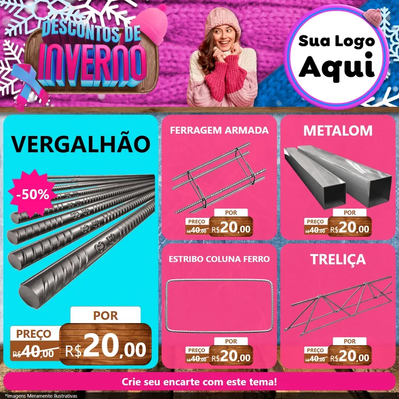 Modelo de Rede Social para Feed Facebook com o tema Descontos de Inverno para Ferragens