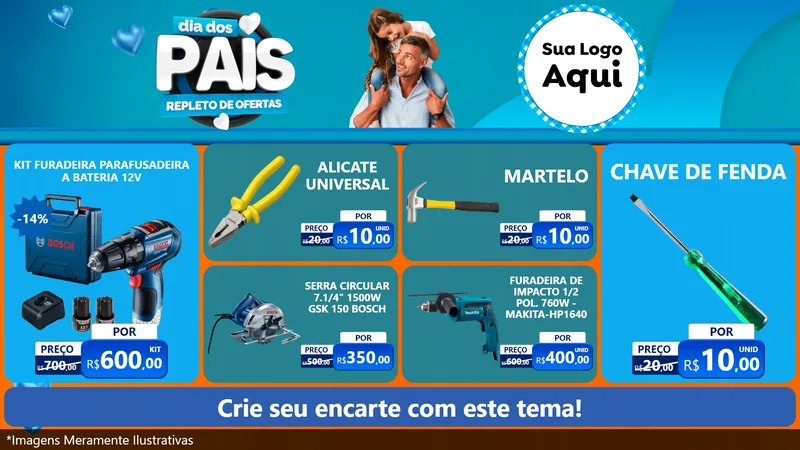 Modelo de TV para TV Horizontal com o tema Dia Dos Pais Repleto de Ofertas para Maquinas e Ferramentas