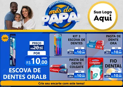 Modelo de Encarte para Encarte A4 Horizontal com o tema Ofertas Imperdíveis Mês Do Papai para Higiene Pessoal