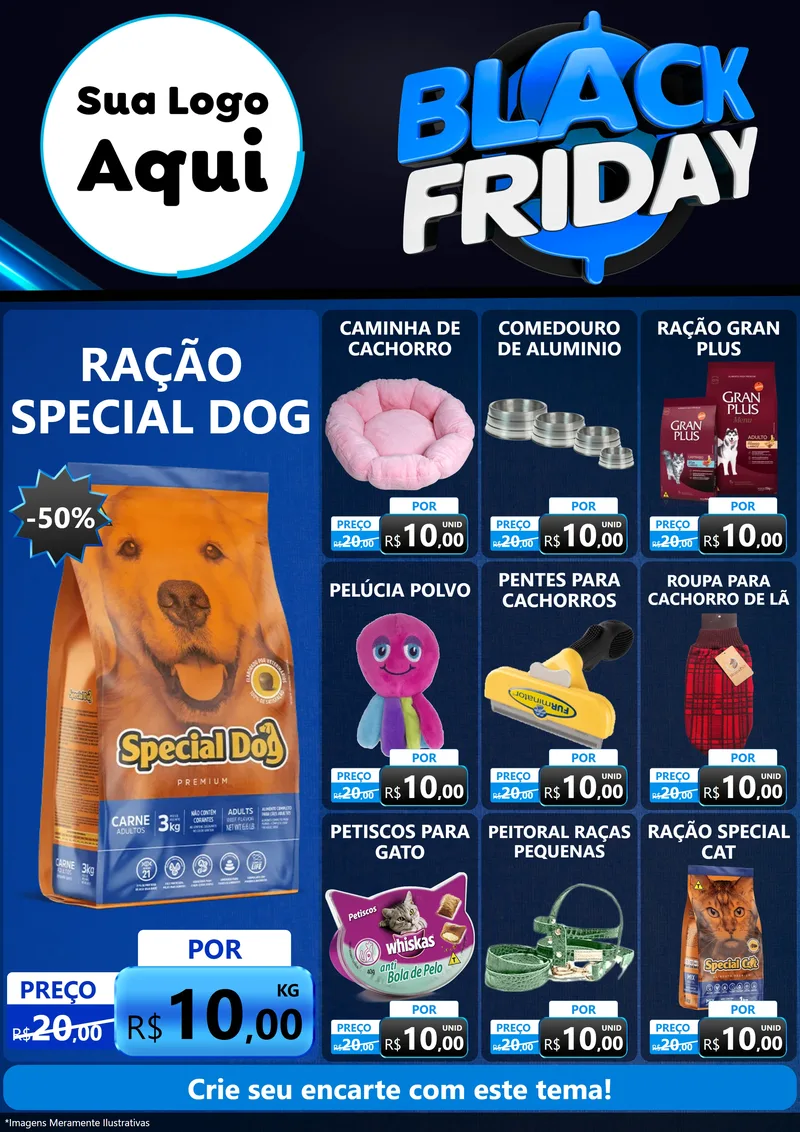 Modelo de Encarte para Encarte A4 Vertical com o tema Black Friday para Pet Shop