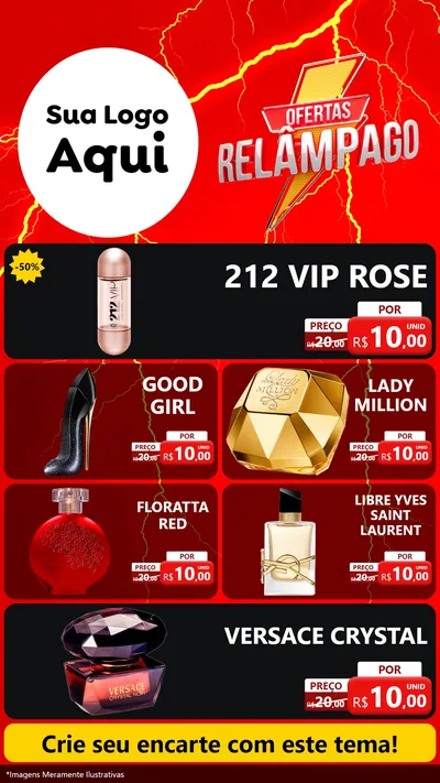 Modelo de TV para TV Vertical com o tema Ofertas Relâmpago para Perfumes