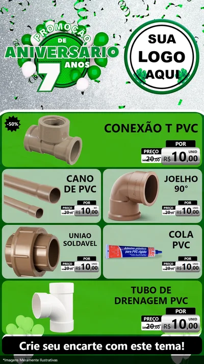 Modelo de TV para TV Vertical com o tema Promoção de Aniversário - 7 Anos para Tubos e conexões
