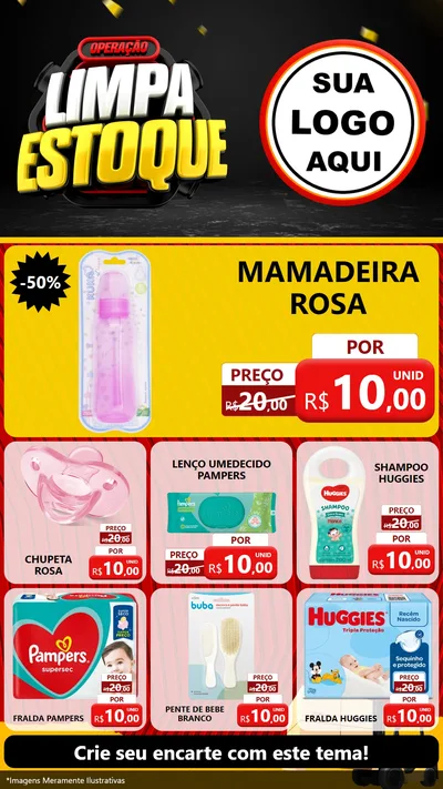 Modelo de Rede Social para Stories com o tema Operação Limpa Estoque para Bebês