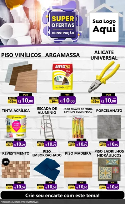 Modelo de Encarte para Encarte Grande com o tema Super Ofertas - Construção para Material para Construção