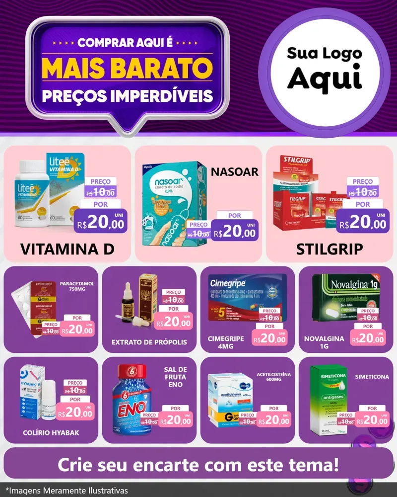 Modelo de Rede Social para Feed Instagram com o tema Mais Barato para Farmácia