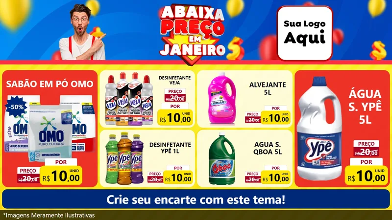 Modelo de TV para TV Horizontal com o tema Abaixa Preço em Janeiro para Produtos de Limpeza