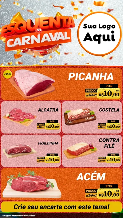Modelo de TV para TV Vertical com o tema Esquenta de Carnaval para Açougue