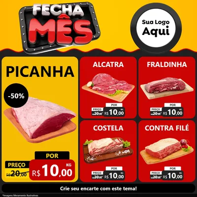 Modelo de Rede Social para Feed Facebook com o tema Fecha Mês para Açougue