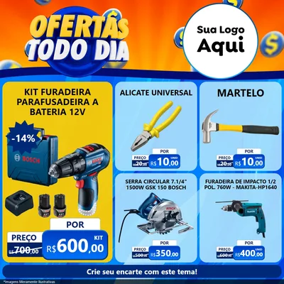 Modelo de Rede Social para Feed Facebook com o tema Ofertas Todo Dia para Maquinas e Ferramentas