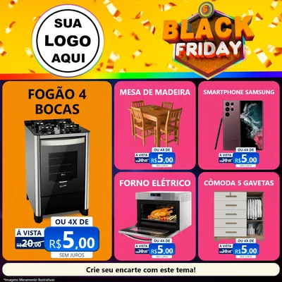 Modelo de Rede Social para Feed Facebook com o tema Black Friday para Móveis e Eletro