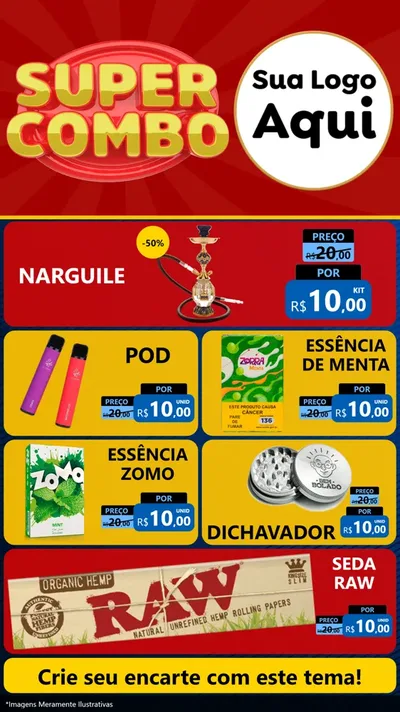 Modelo de TV para TV Vertical com o tema Super Combo para Tabacaria