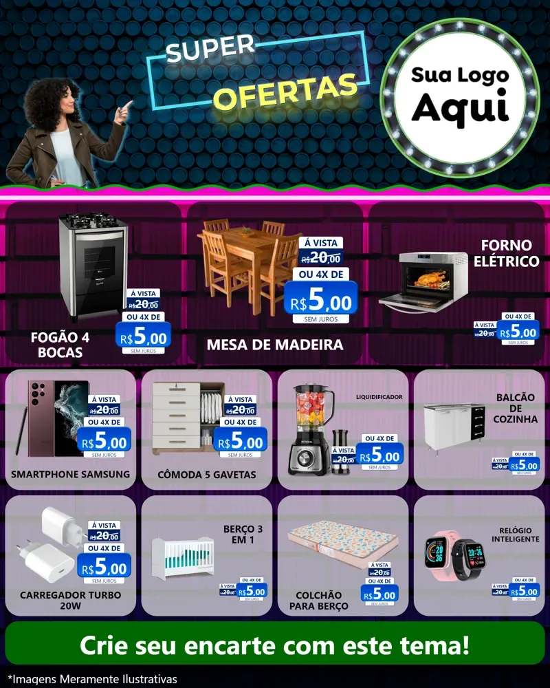 Modelo de Rede Social para Feed Instagram com o tema Super Ofertas para Móveis e Eletro