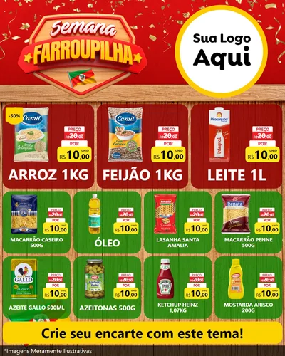Modelo de Rede Social para Feed Instagram com o tema Semana Farroupilha para Supermercado