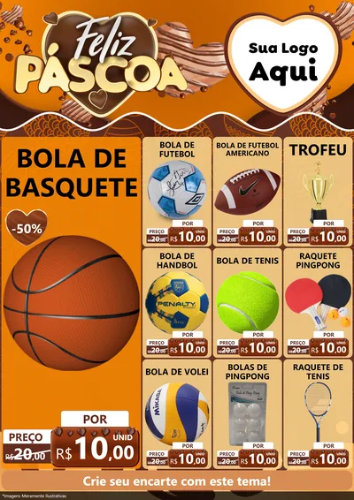 Modelo de Encarte para Encarte A4 Vertical com o tema Feliz Páscoa para Artigos Esportivos