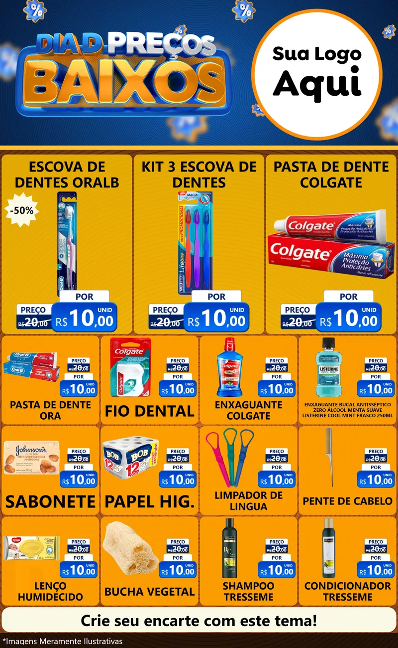 Modelo de Encarte para Encarte Grande com o tema Dia D Preço Baixo para Higiene Pessoal