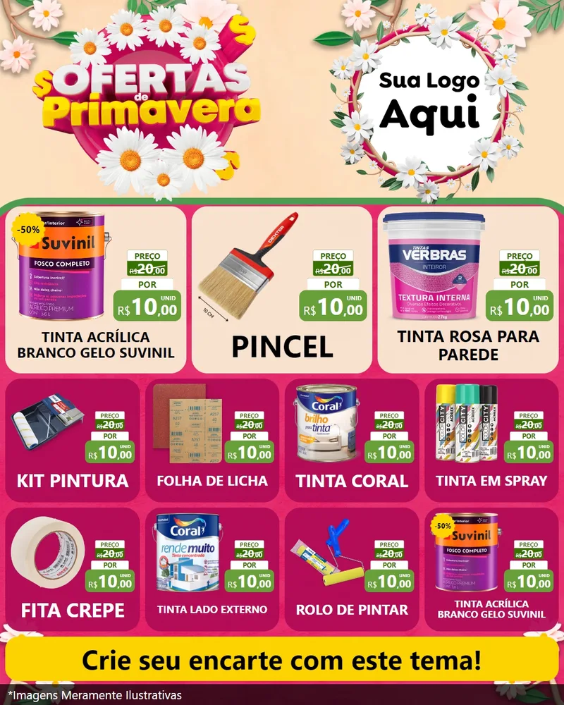 Modelo de Rede Social para Feed Instagram com o tema Ofertas de Primavera para Tintas e Ferramentas