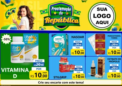 Modelo de Encarte para Encarte A4 Horizontal com o tema Proclamação da República para Farmácia