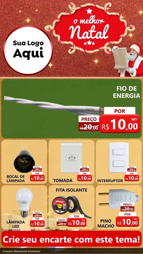Modelo de Rede Social para Stories com o tema O Melhor Natal para Materiais Elétricos