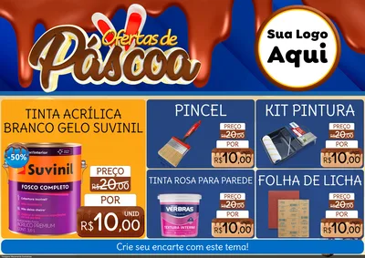 Modelo de Encarte para Encarte A4 Horizontal com o tema Ofertas de Páscoa para Tintas e Ferramentas