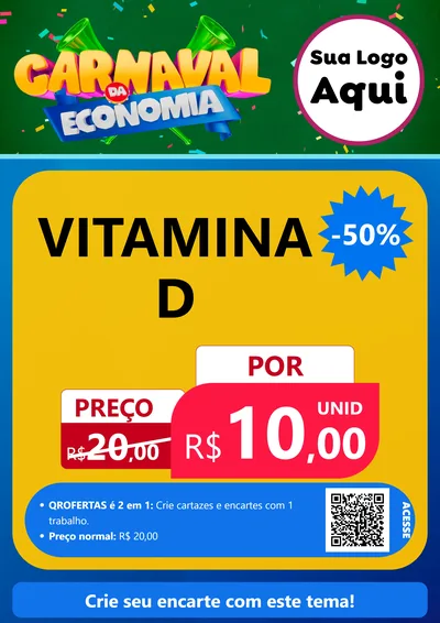 Modelo de Cartaz para Cartaz A4 Vertical com o tema Carnaval da Economia para Farmácia