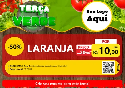 Modelo de Cartaz para Cartaz A4 Horizontal com o tema Terça Verde para Hortifrúti