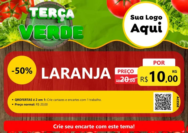 Modelo de Cartaz para Cartaz A4 Horizontal com o tema Terça Verde para Hortifrúti