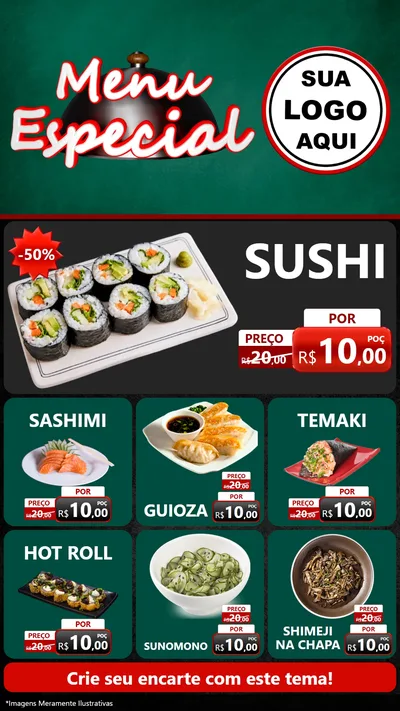 Modelo de Rede Social para Stories com o tema Menu Especial para Comida japonesa