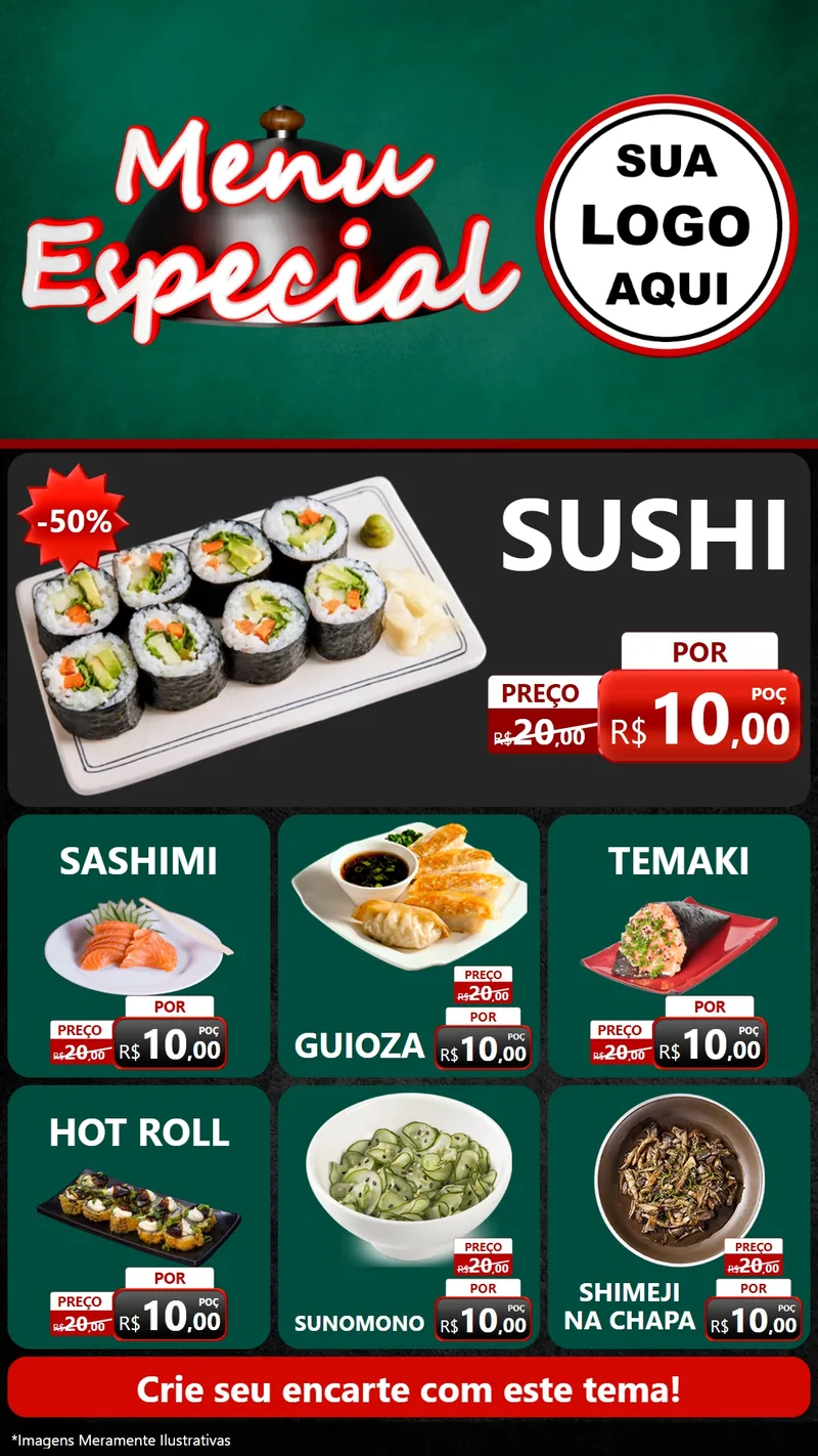 Modelo de Rede Social para Stories com o tema Menu Especial para Comida japonesa