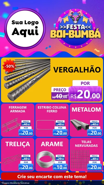 Modelo de Rede Social para Stories com o tema Festa Boi-Bumbá para Ferragens