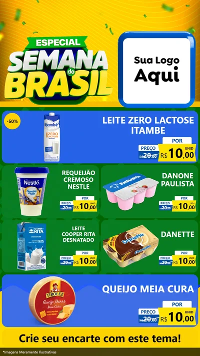 Modelo de TV para TV Vertical com o tema Especial Semana do Brasil para Frios e Laticínios