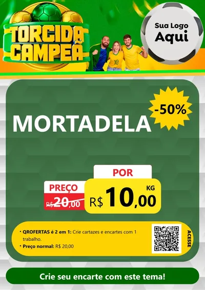 Modelo de Cartaz para Cartaz A4 Vertical com o tema Torcida Campeã - Copa para Frios e Laticínios