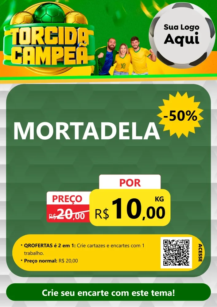 Modelo de Cartaz para Cartaz A4 Vertical com o tema Torcida Campeã - Copa para Frios e Laticínios