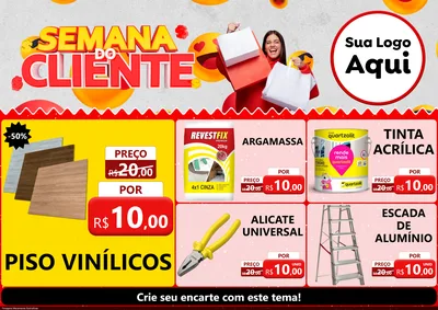 Modelo de Encarte para Encarte A4 Horizontal com o tema Semana do Cliente para Material para Construção