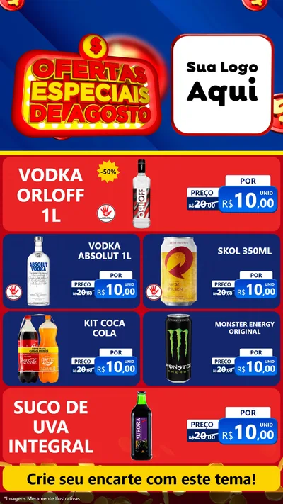 Modelo de TV para TV Vertical com o tema Ofertas Especiais de Agosto para Distribuidora de bebidas