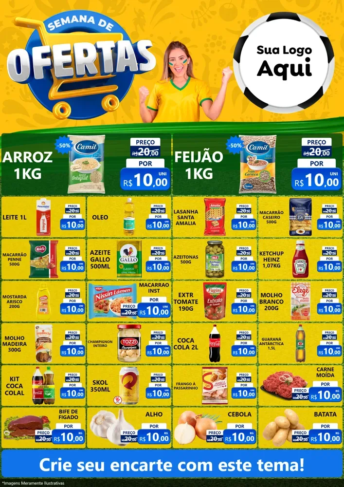 Modelo de Encarte para Encarte A4 Vertical com o tema Semana de Ofertas - Copa para Supermercado