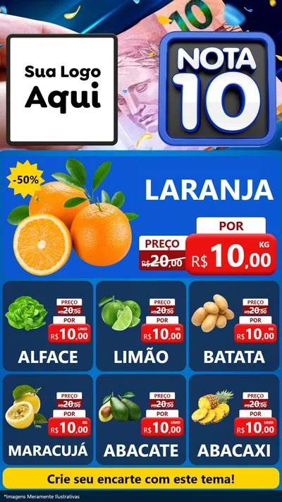 Modelo de Rede Social para Stories com o tema Nota 10 para Hortifrúti