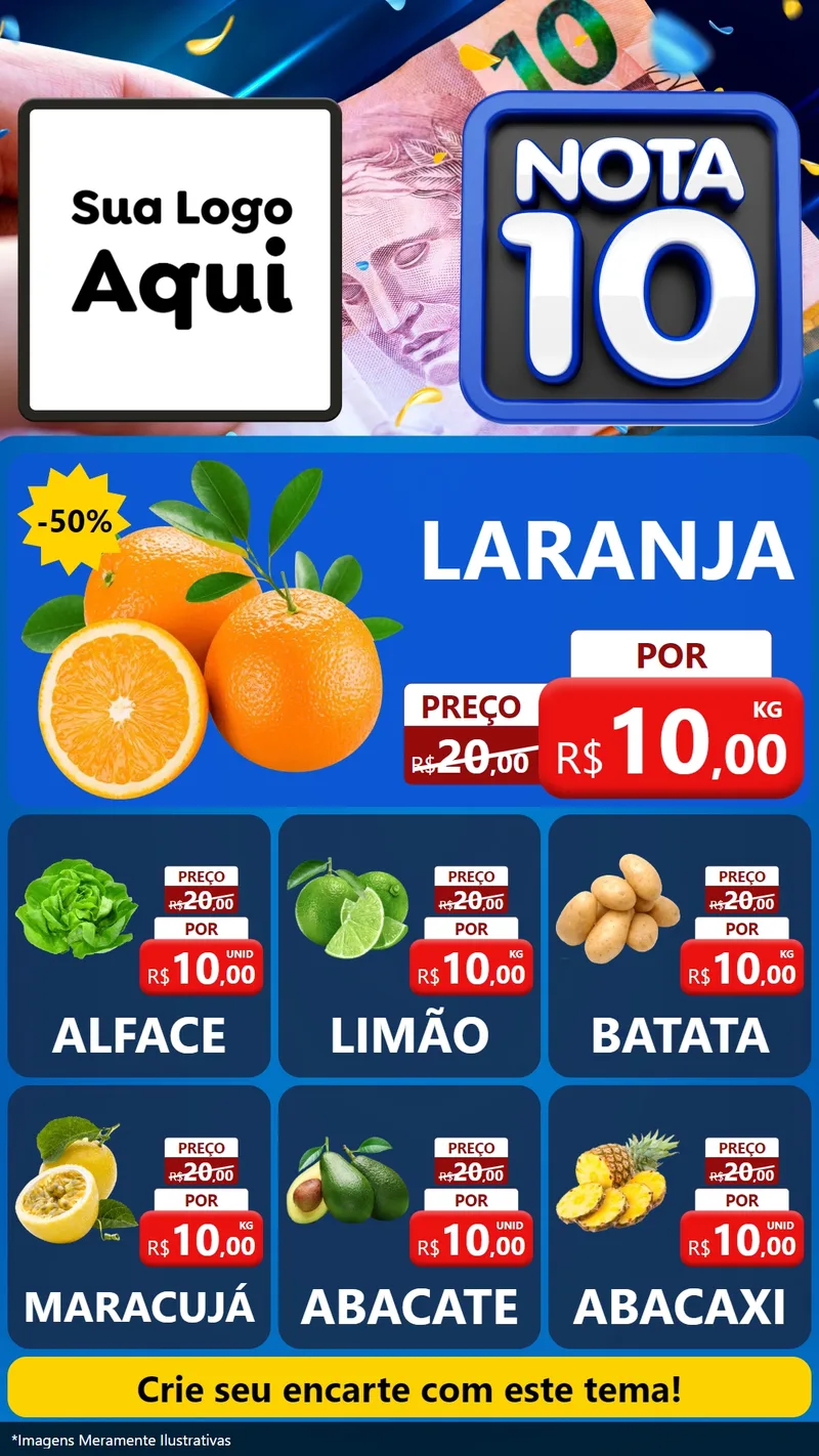 Modelo de Rede Social para Stories com o tema Nota 10 para Hortifrúti