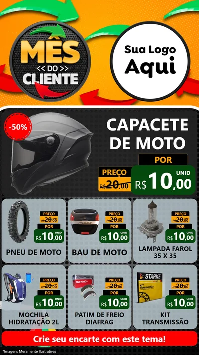 Modelo de Rede Social para Stories com o tema Mês do Cliente para Moto peças