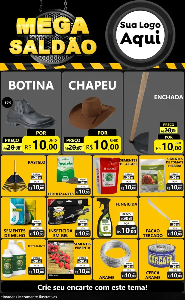 Modelo de Encarte para Encarte Grande com o tema Mega Saldão para Agropecuária
