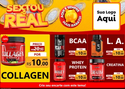 Modelo de Encarte para Encarte A4 Horizontal com o tema Sextou do Real para Suplementos alimentares