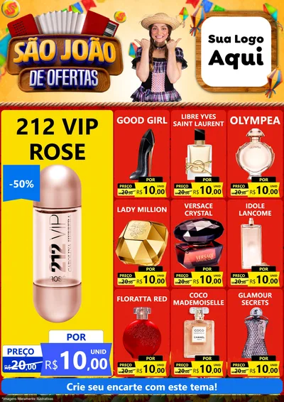 Modelo de Encarte para Encarte A4 Vertical com o tema São João de Ofertas para Perfumes
