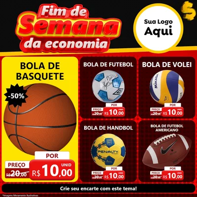 Modelo de Rede Social para Feed Facebook com o tema Fim de Semana da Economia para Artigos Esportivos