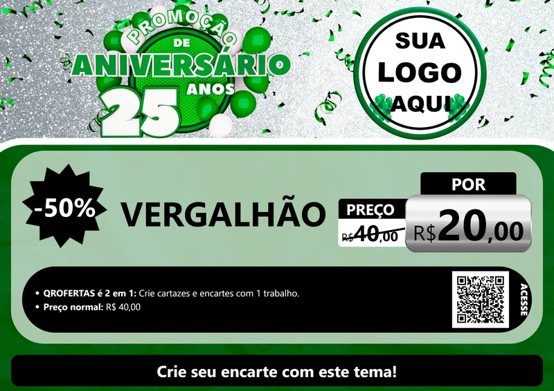 Modelo de Cartaz para Cartaz A4 Horizontal com o tema Promoção de Aniversário - 25 Anos para Ferragens