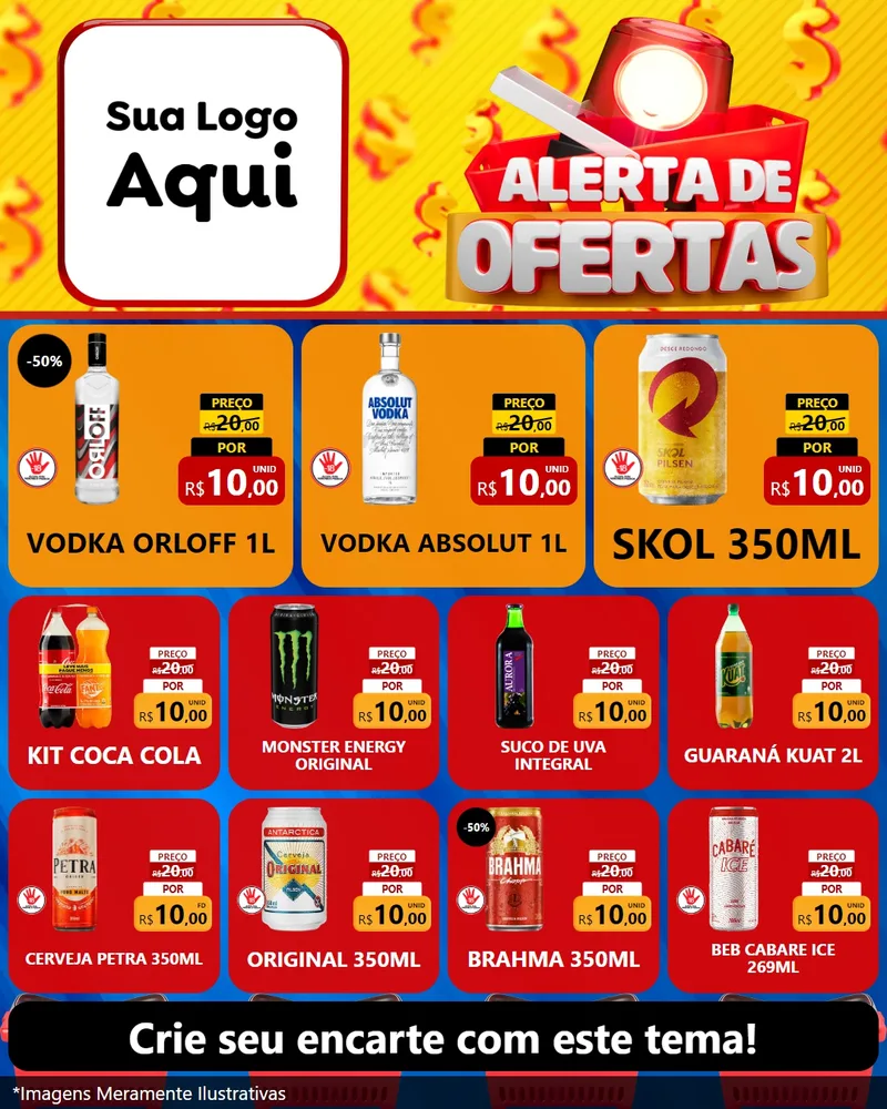 Modelo de Rede Social para Feed Instagram com o tema Alerta de Ofertas para Distribuidora de bebidas