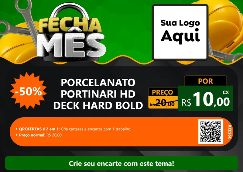 Modelo de Cartaz para Cartaz A4 Horizontal com o tema Fecha Mês para Pisos e revestimentos
