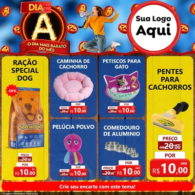 Modelo de Rede Social para Feed Facebook com o tema Dia A - O Dia Mais Barato Do Mês para Pet Shop